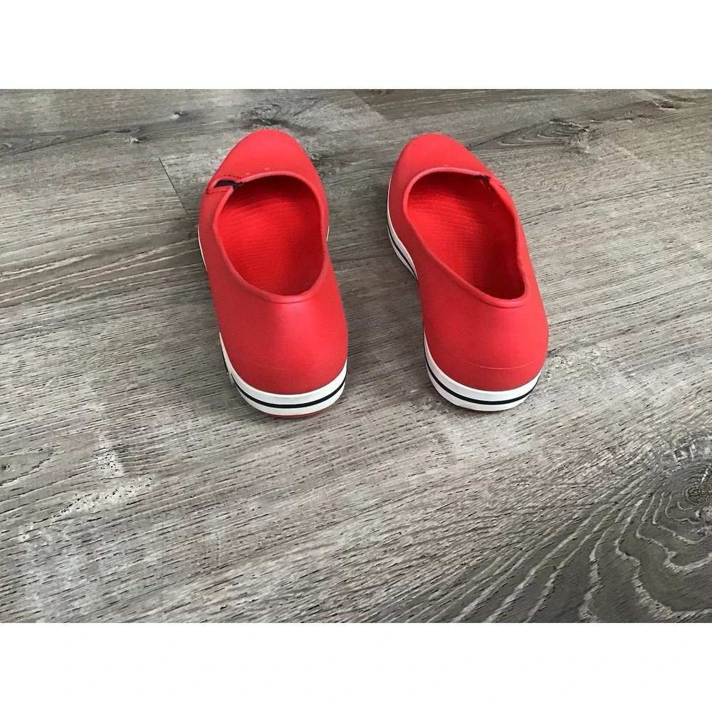 CROCS Crocband Womens Size 10 Red White Ballet Flats Slip On Shoes